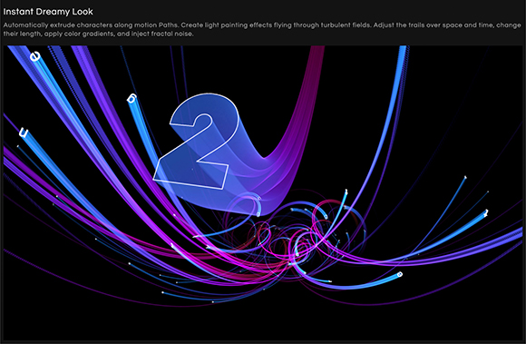 Flowing, curved lines of blue, purple, and pink light against a dark background.