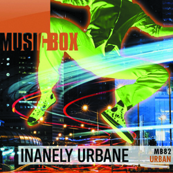 A person in bright green clothing jumps over a blurred night cityscape with light trails.