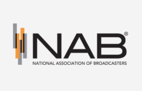 NAB logo with vertical orange and gray bars and the text National Association of Broadcasters.