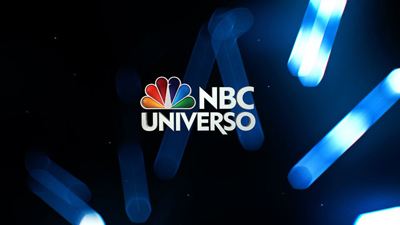 NBC Universo logo centered over blurred blue light streaks on a dark background.
