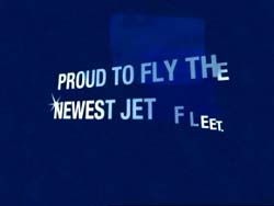 White text on a dark blue background reads 'PROUD TO FLY THE NEWEST JET FLEET.'
