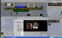 A digital video editing software interface showing multiple video and audio tracks on a timeline.