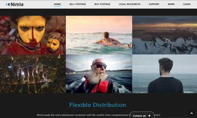 A collage of six video previews showing people, landscapes, and cityscapes on a dark website interface.