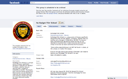 Facebook group page for No Budget Film School featuring a circular logo and group information.