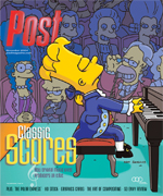 Bart Simpson dressed as Mozart plays a piano in front of an audience in powdered wigs.
