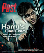 Harry Potter with glasses and a scar on his forehead, looking intensely.