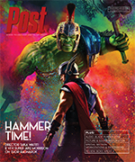 Thor and Hulk are depicted in a dramatic confrontation on the cover of a magazine titled 'Post'.