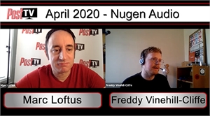 Split-screen video call showing Marc Loftus in a red shirt and Freddy Vinehill-Cliffe with headphones.