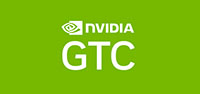 NVIDIA GTC logo in white text on a bright green background.