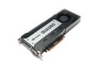 A black NVIDIA Quadro professional graphics card shown at an angle against a white background.