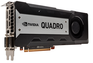 NVIDIA Quadro professional graphics card with a black and silver shroud and a single cooling fan.