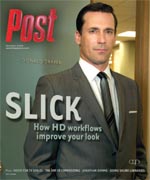 Man in a gray suit and tie stands looking forward, with the word "Post" and other text on the left.