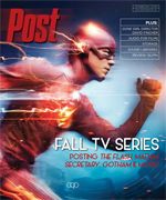 The Flash, a superhero in a red suit, runs at high speed with streaks of lightning around him.