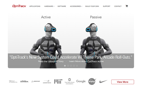 Two mannequins wearing VR headsets and motion capture suits, labeled Active and Passive.