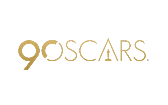 Gold logo for the 90th Oscars on a white background.