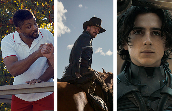 Three separate portraits: a man in a white polo, a man on a horse, and a close-up of a man's face.