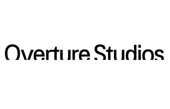 Black text reading Overture Studios on a white background.