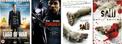 Four different movie posters displayed side by side.