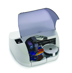 A white laboratory instrument with an open, translucent blue lid revealing internal components and sample holders.