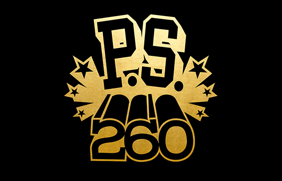 Gold stylized text reading P.S. 260 with starburst accents on a black background.