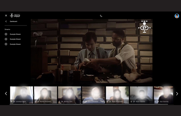 A video dashboard shows two men working in a workshop above a row of small video thumbnails.