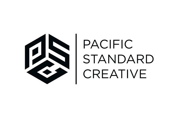 Black geometric logo featuring stylized letters PSC next to the text Pacific Standard Creative.