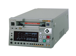A gray Panasonic professional video playback unit with a digital display and various control buttons.