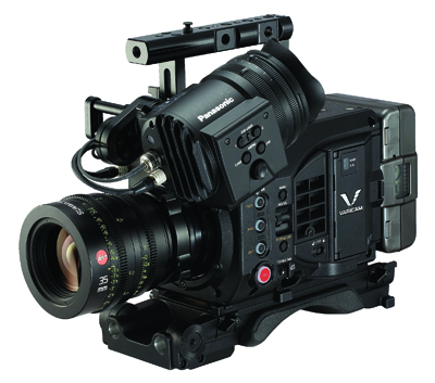 A black Panasonic Varicam professional video camera with a large lens and various control buttons.