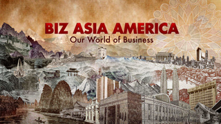 Collage of various Asian and American architectural landmarks under the text BIZ ASIA AMERICA.
