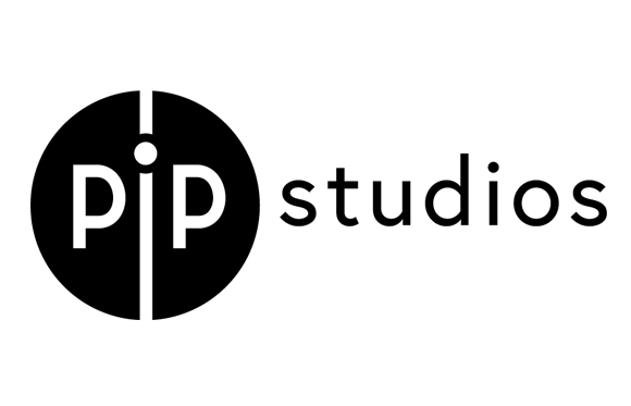 Black circular emblem containing the letters 'p i p' next to the word 'studios' in black text on a white background.