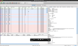 A software application window showing a spreadsheet-style data table and a detailed properties sidebar.