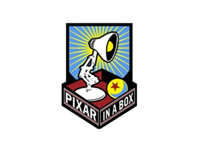 A logo featuring a desk lamp shining light over a small box containing a yellow sphere with a red star.