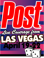 Post logo with text Live Coverage from Las Vegas April 19-22 and two dice.