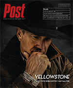 Man in a black cowboy hat and jacket, looking down with his hand on his chin. Text on the cover reads "Post" and "YELLOWSTONE