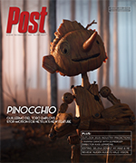 Wooden puppet with a long nose and articulated limbs, set against a blurred forest background. Text on the image reads 'PINOC