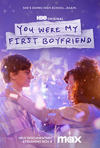 Two people facing each other in profile against a purple, sparkling background.