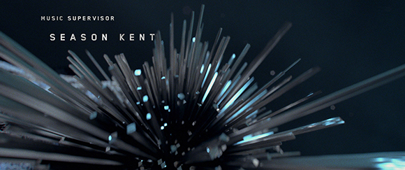Abstract dark lines radiating from a center point with white text reading 'MUSIC SUPERVISOR SEASON KENT'.