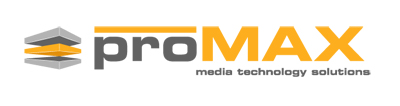 ProMAX logo with a stylized gray and orange geometric icon and text on a white background.
