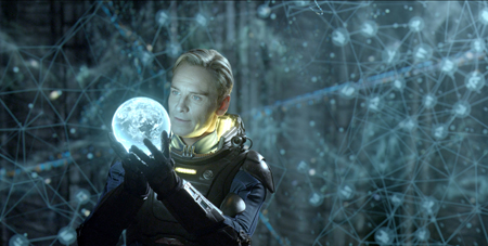 A man in futuristic gear holds a glowing blue orb against a background of interconnected digital lines.