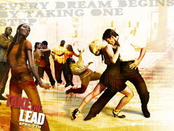 A group of people dancing in various styles against a textured, sepia-toned background with text.
