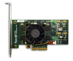 A green Pyro AV Kompressor HD circuit board with a black cooling fan and a silver metal bracket.