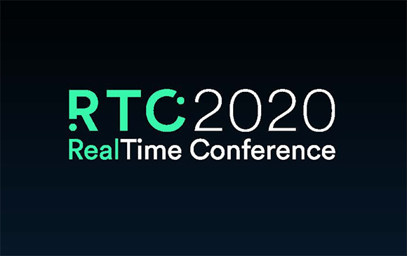 RTC 2020 RealTime Conference logo in mint green and white text on a dark background.
