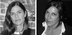 Two black and white portrait photographs of women side by side.
