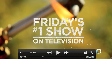Text reading 'FRIDAY'S #1 SHOW ON TELEVISION' over a blurred background with a flame.
