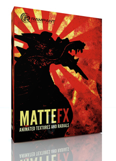 A product box for MatteFX showing a black dragon silhouette against a red sunburst background.