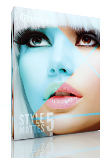 A product box featuring a close-up of a face with blue and natural skin tones and stylized makeup.