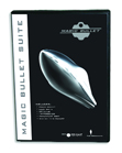 A black manual cover featuring a silver, aerodynamic bullet shape and the text Magic Bullet Suite.
