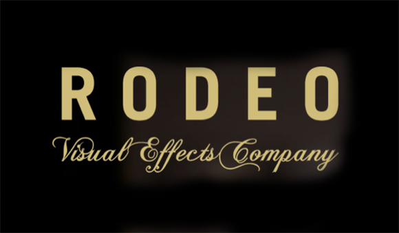 Gold text on black background reading RODEO Visual Effects Company.