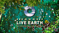 Graphic for Live Earth featuring a circular sky icon over forest foliage and text reading 'Live Earth'.