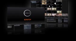 A dark software interface displaying a video editing timeline and a grid of video thumbnails.
